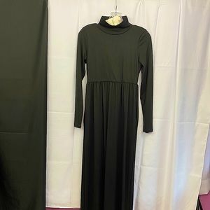 Turtleneck Black Maxi Dress Long Sleeve
